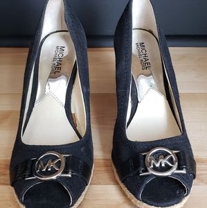Michael Kors Black Wedge Peep Toe